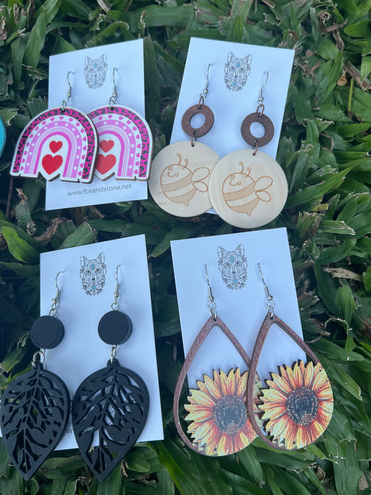 Mixed Lightweight Wood Earrings Pack