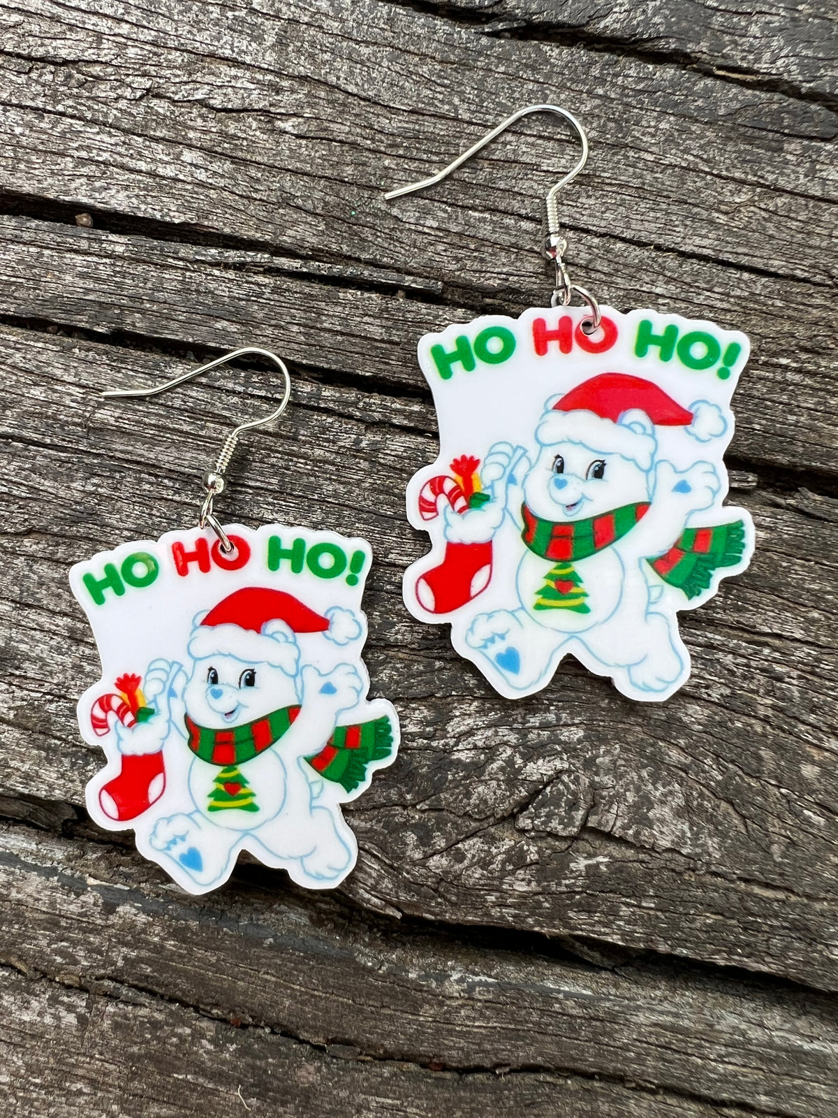Merry Care Bear Christmas Earrings