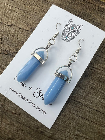 Blue Agate Natural Gemstone Earrings