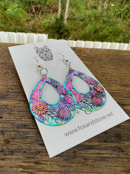 Irridescent Floral Earrings
