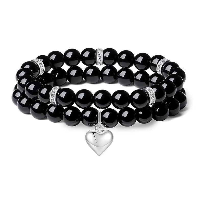 Black Obsidian Double Natural Stone Bracelet