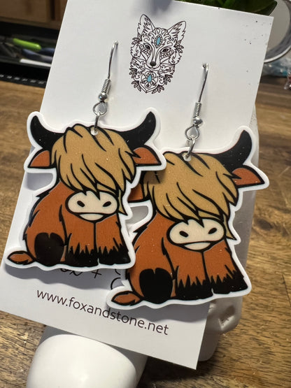 Highland Cow Coffee Earrings