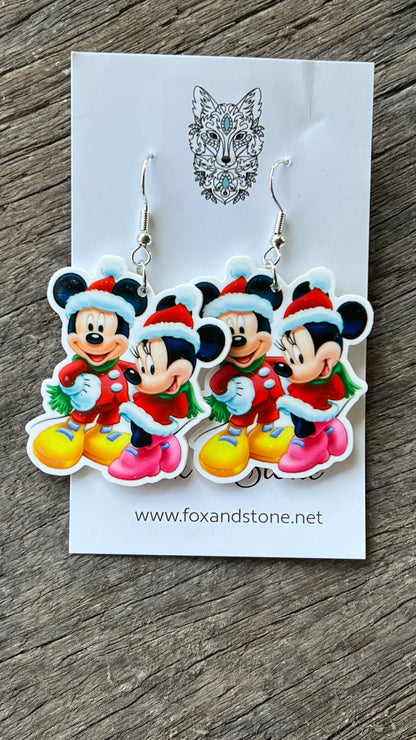 Merry Mouse Christmas Earrings