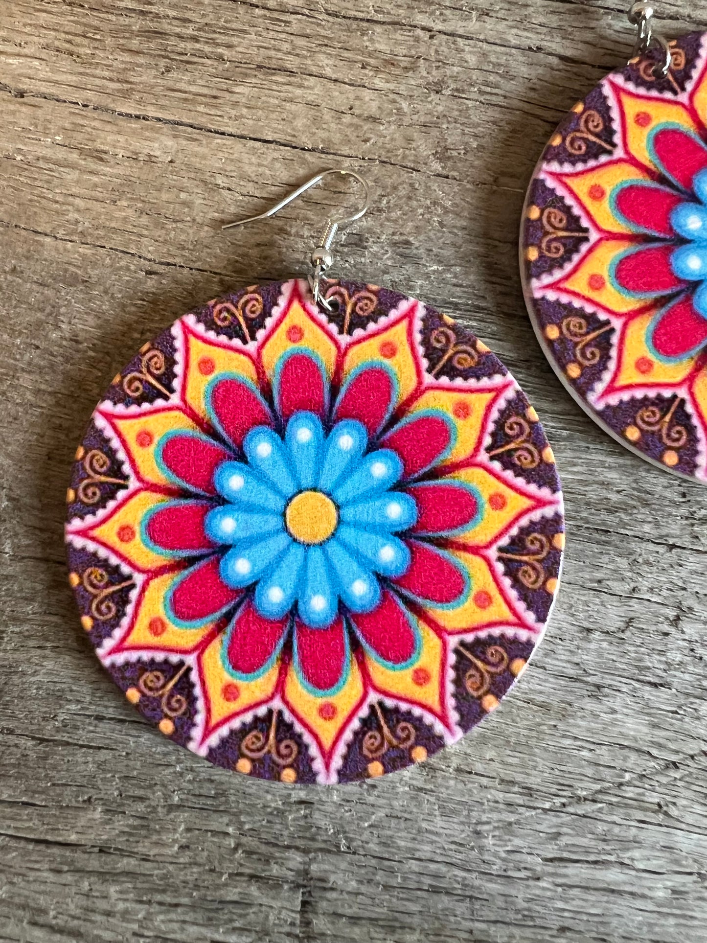 Bold Round Mabel Wood Earrings