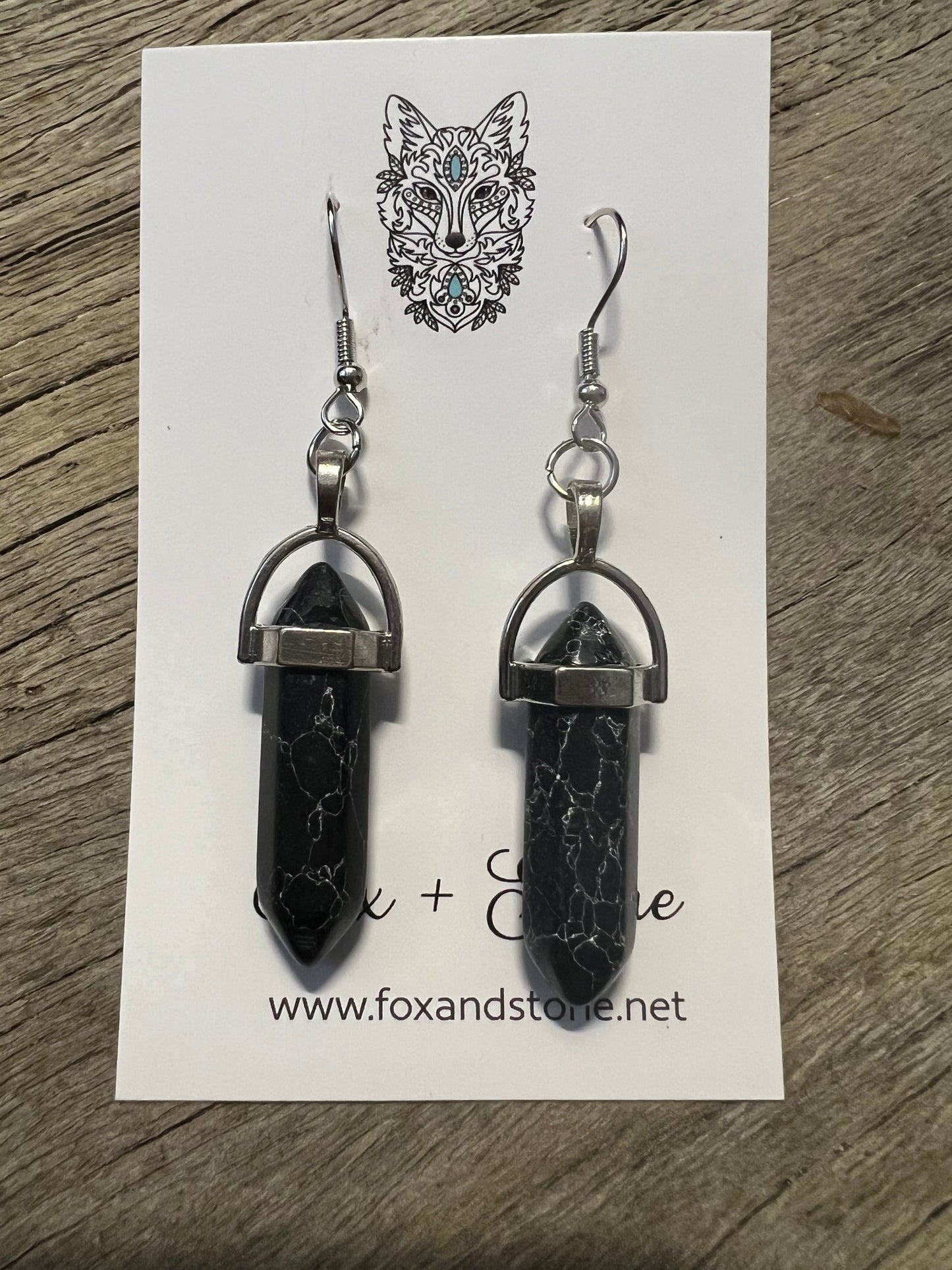 Vein Jasper Gemstone Bullet Point Earrings