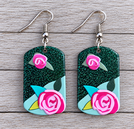 Glitter Rose Earrings