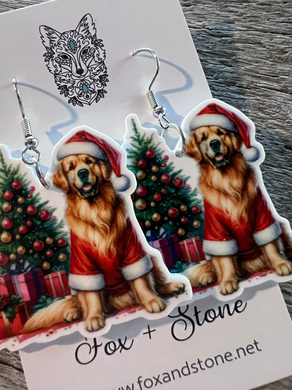 Golden Retriever Xmas Dog Earrings