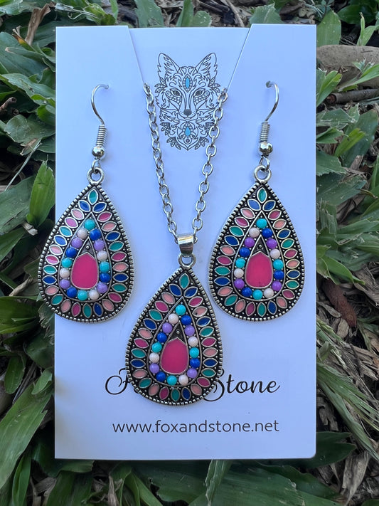 Teardrop Pendant Earring Set 1