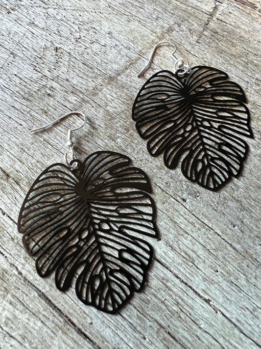 Athena Black Leaf Earrings