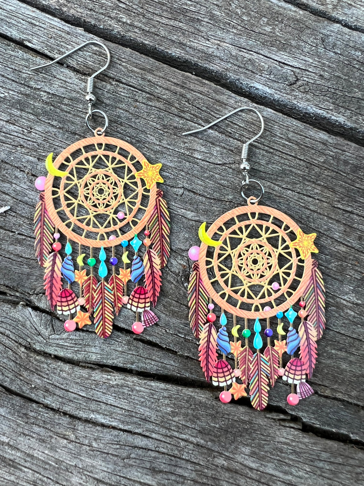 Sunrise Feather Dream Catcher Earrings