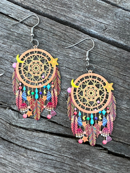 Sunrise Feather Dream Catcher Earrings