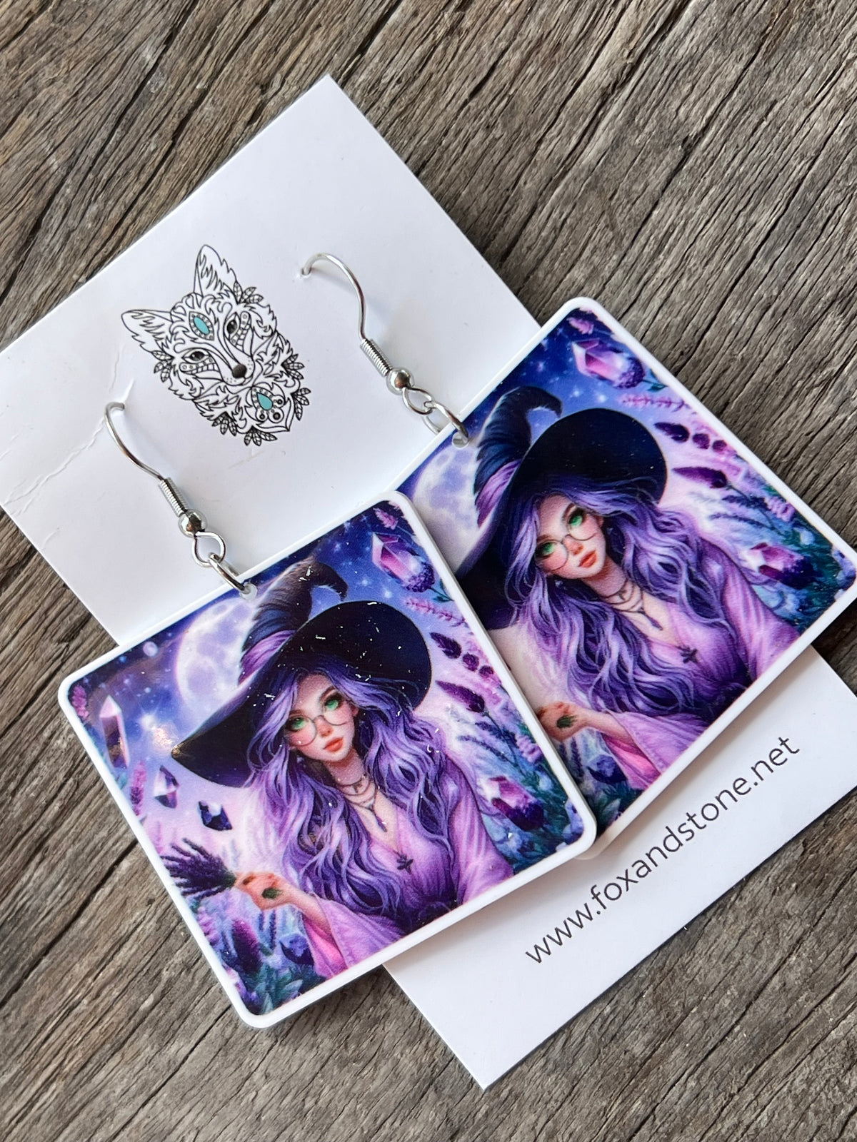Purple Witch Earrings