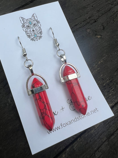 Red Howlite Natural Gemstone Earrings