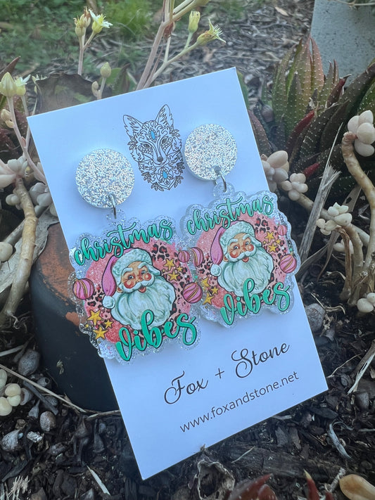 Merry Christmas Santa Earrings