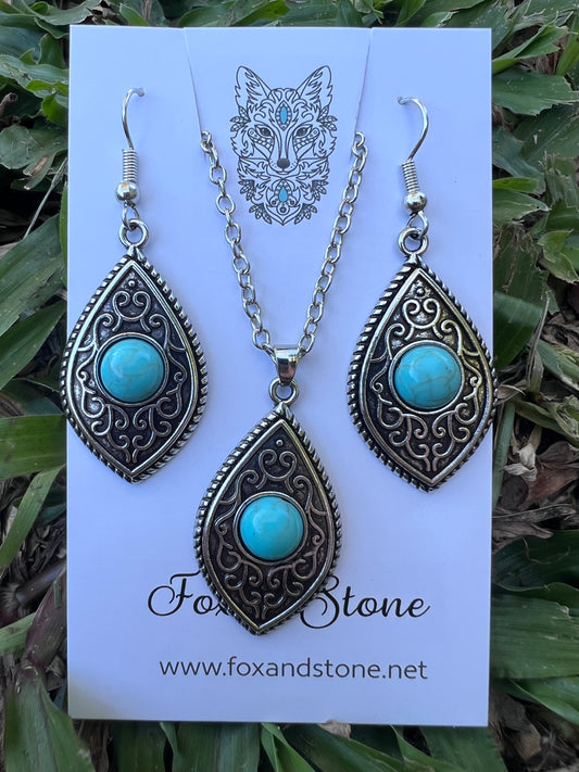 Pretty Turquoise Pendant Earring Set