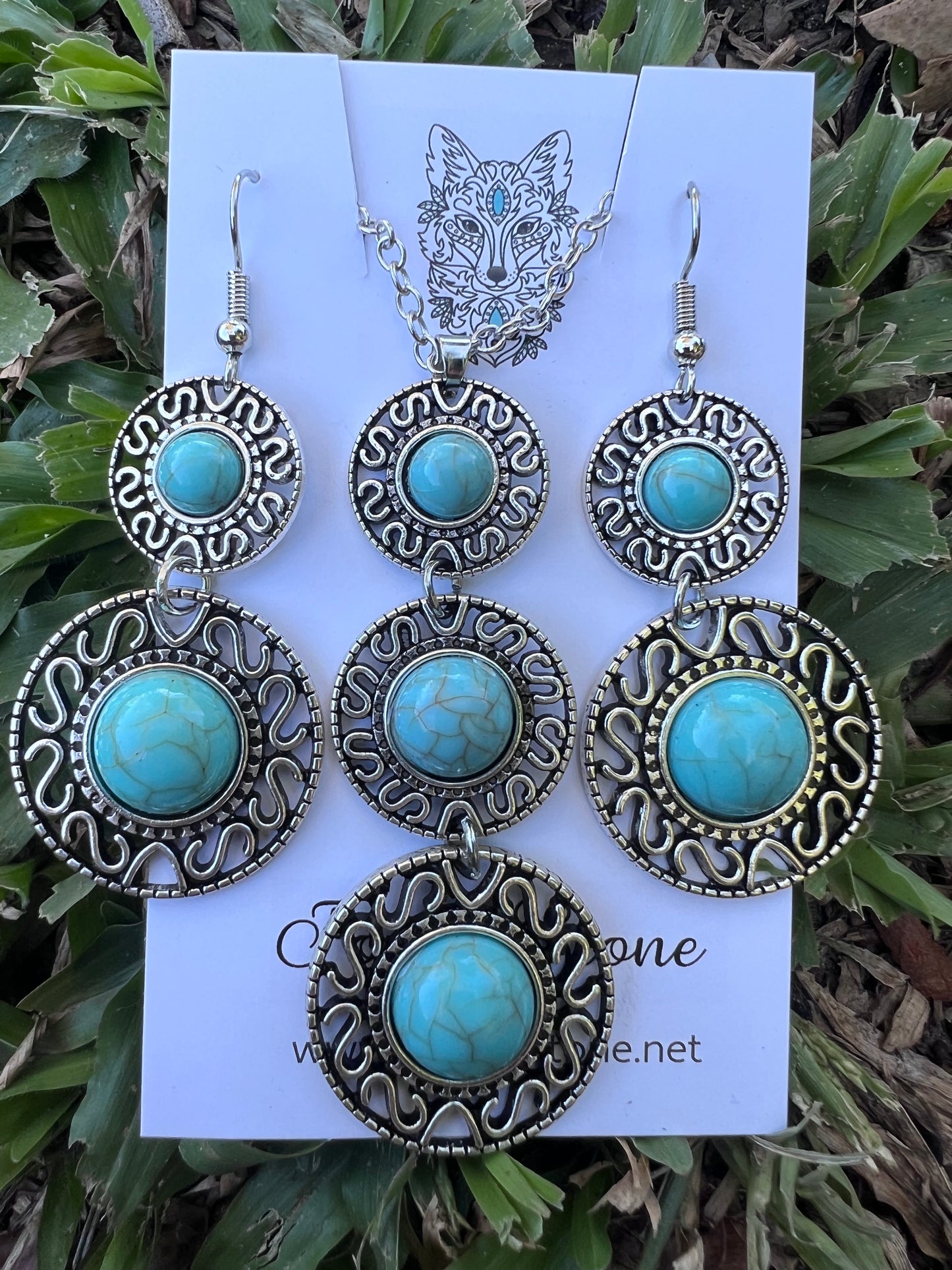 Turquoise Pendant Earring Set