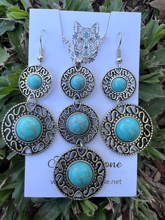 Turquoise Pendant Earring Set