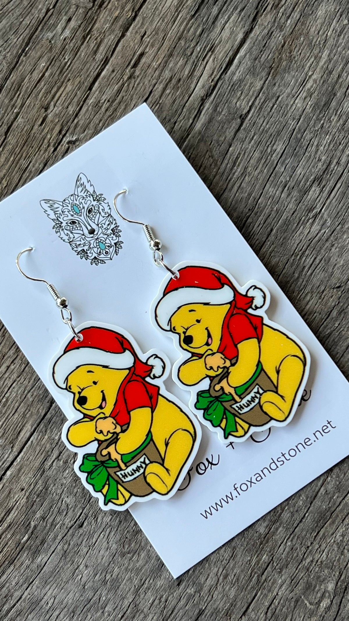 Merry Pooh Christmas Earrings