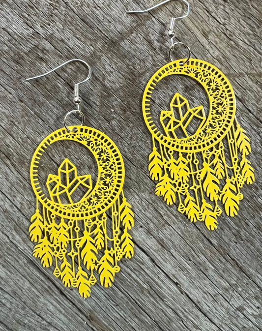 Dreamcatcher Filigree Earrings Yelllow