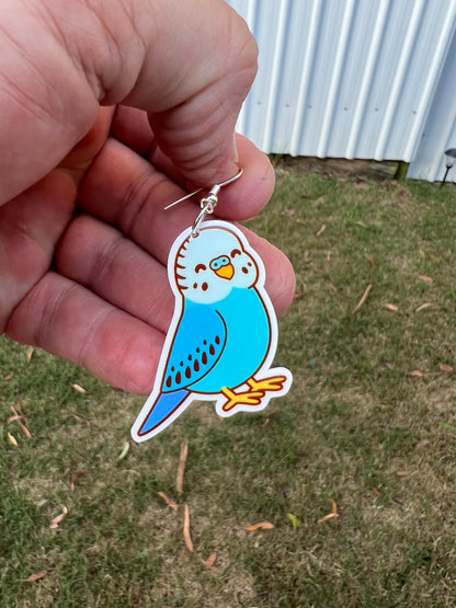 Blue Budgie Bird Earrings