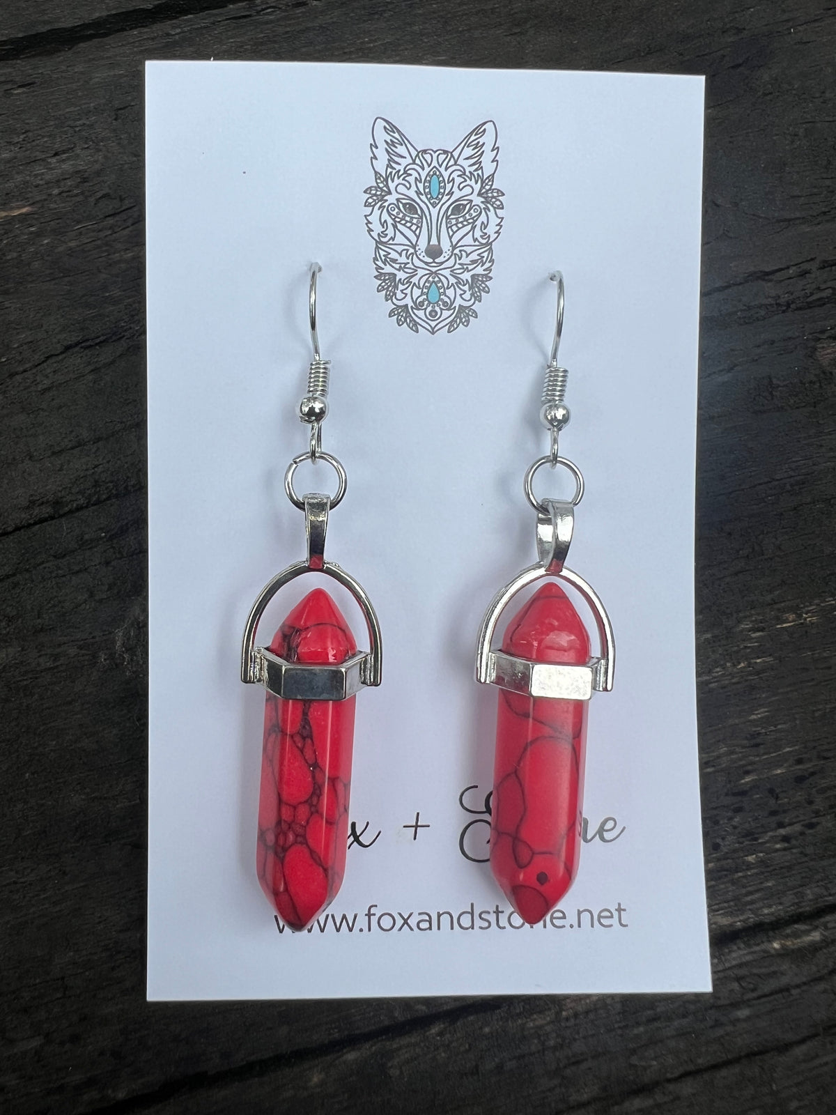 Red Howlite Natural Gemstone Earrings