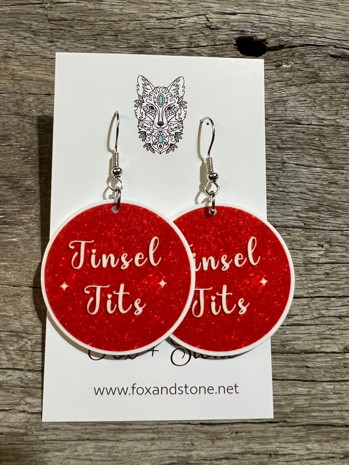 Merry Christmas Tinsel Earrings