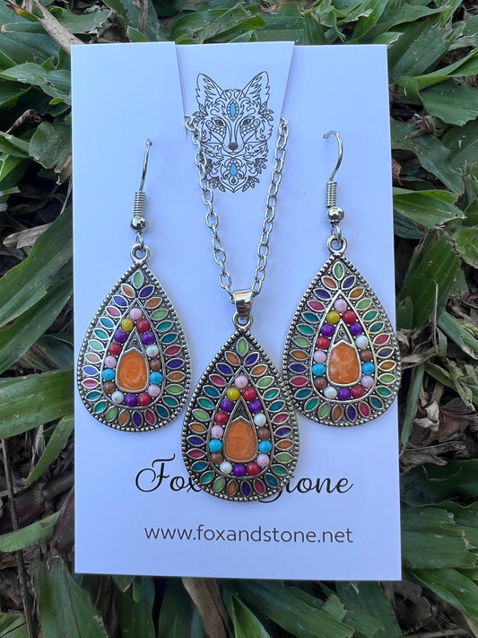 Teardrop Pendant Earring Set 2