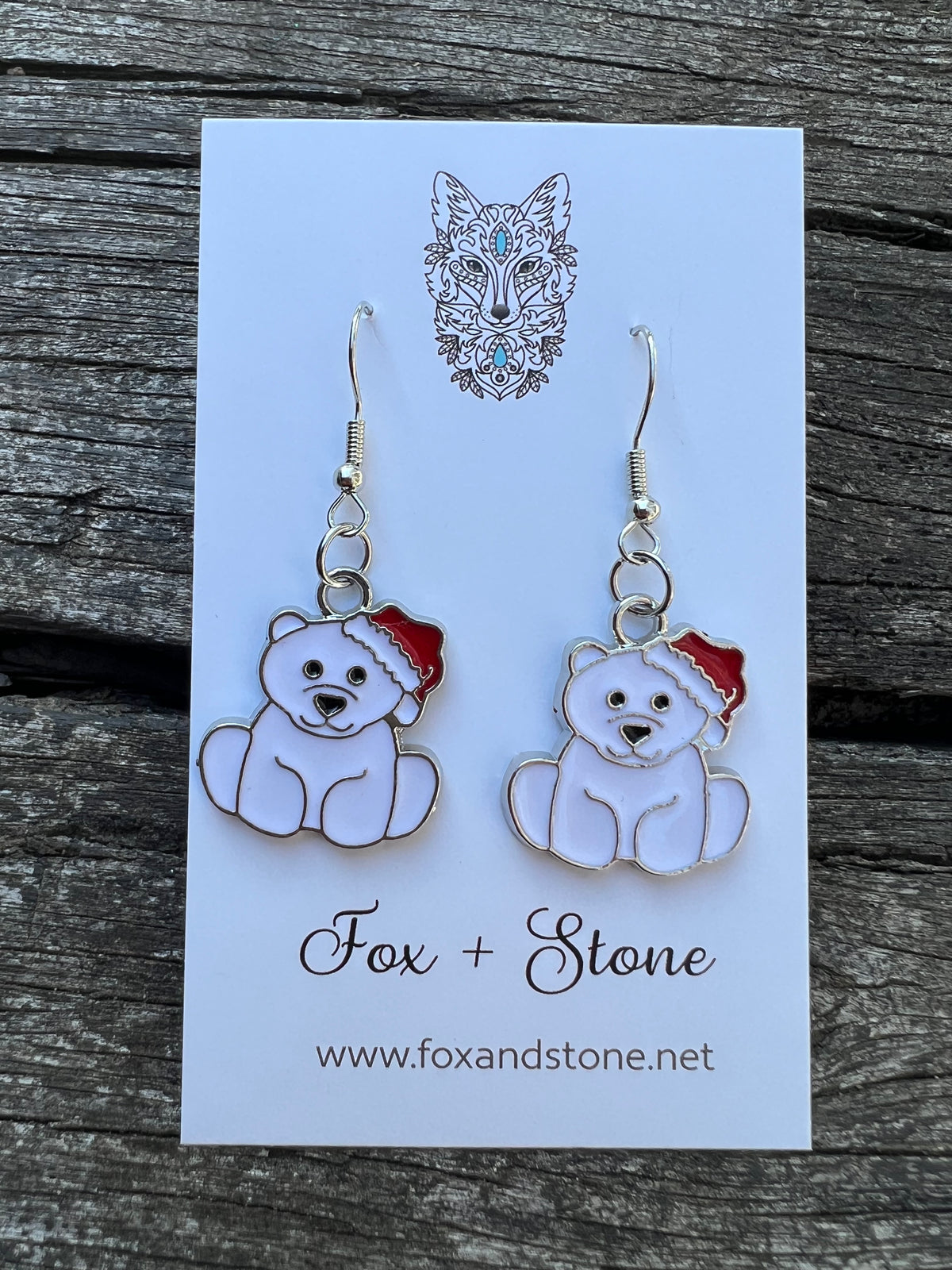 Merry Christmas Polar Bear Earrings