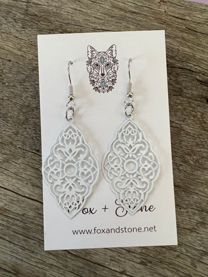 Penelope White Filigree Earrings
