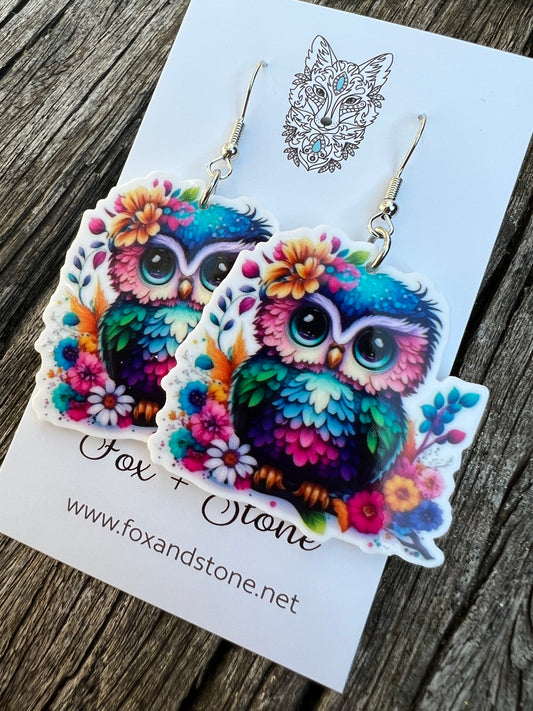 Stunning Colourful Owl Earrings
