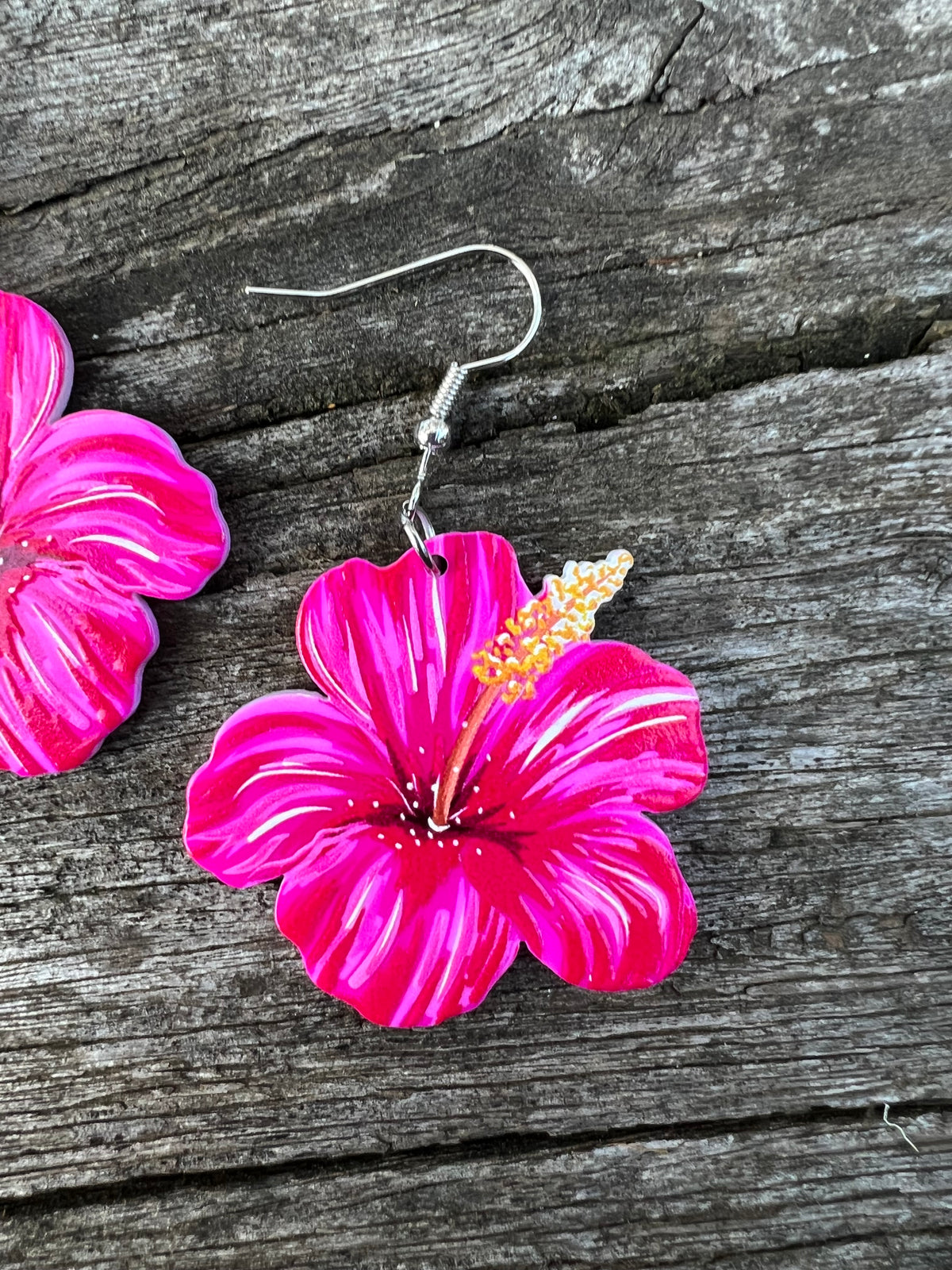 Beautiful Pink Hibiscus Earrings