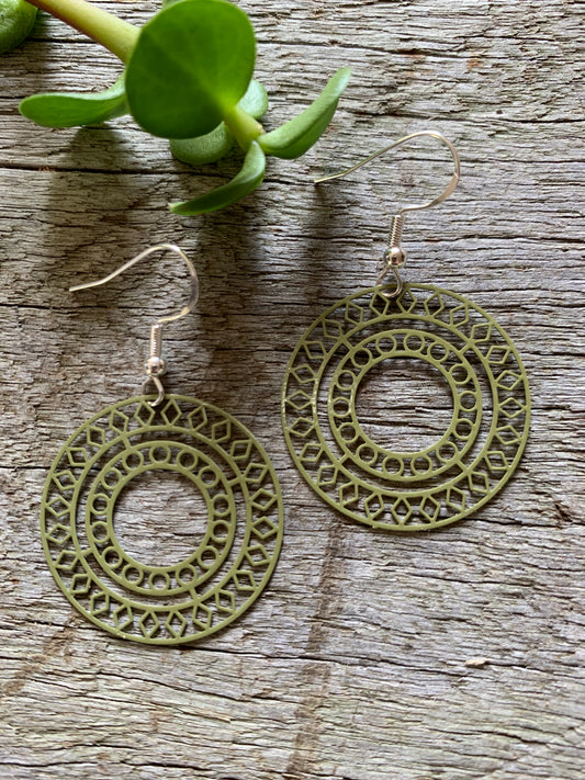 Bree Filigree Olive Green Earrings