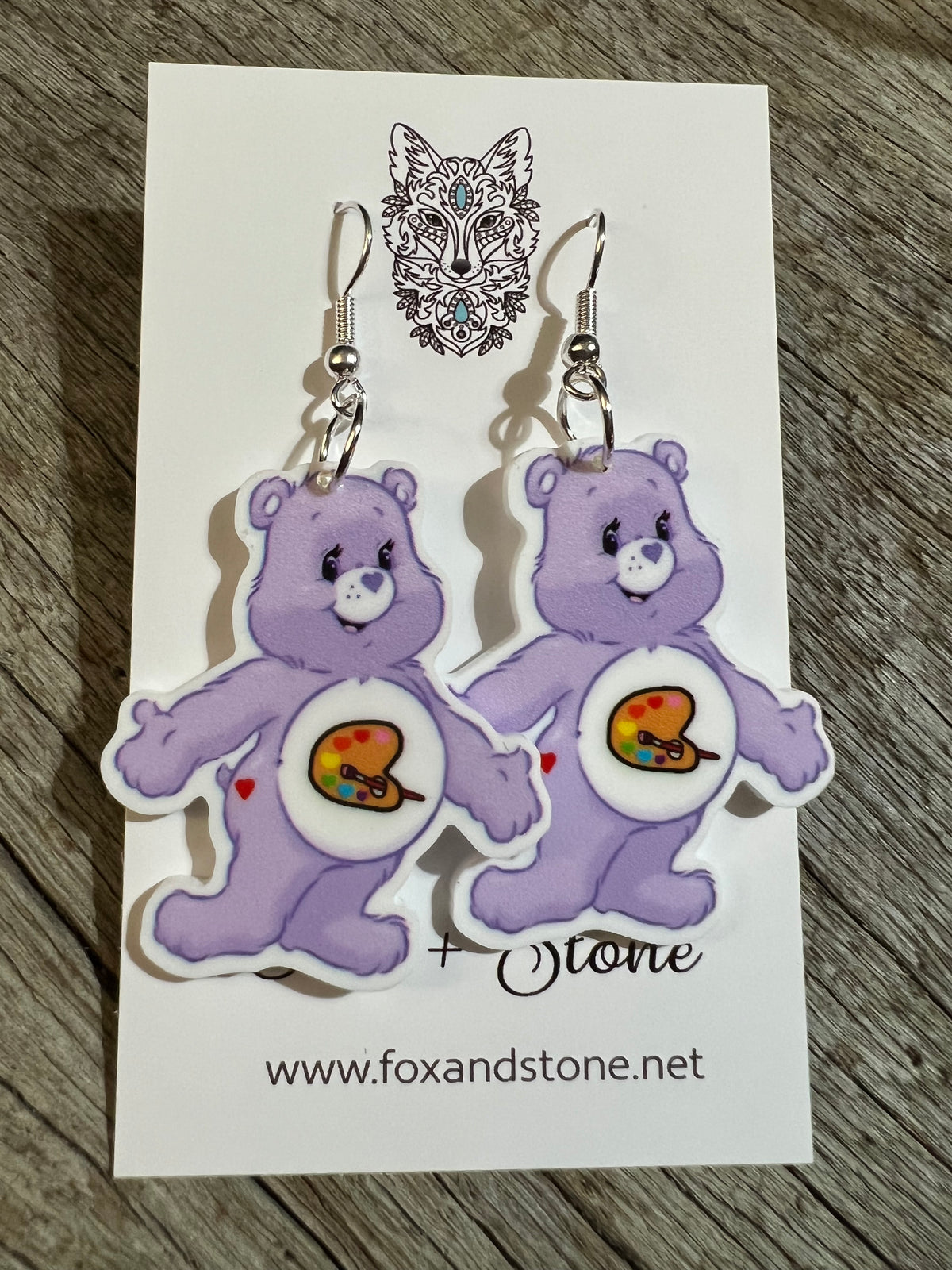 Lilac Paint Bear Earrings