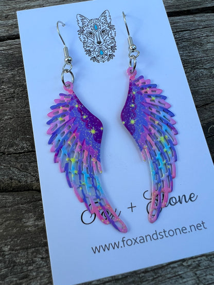 Indian Feather Purple Earrings