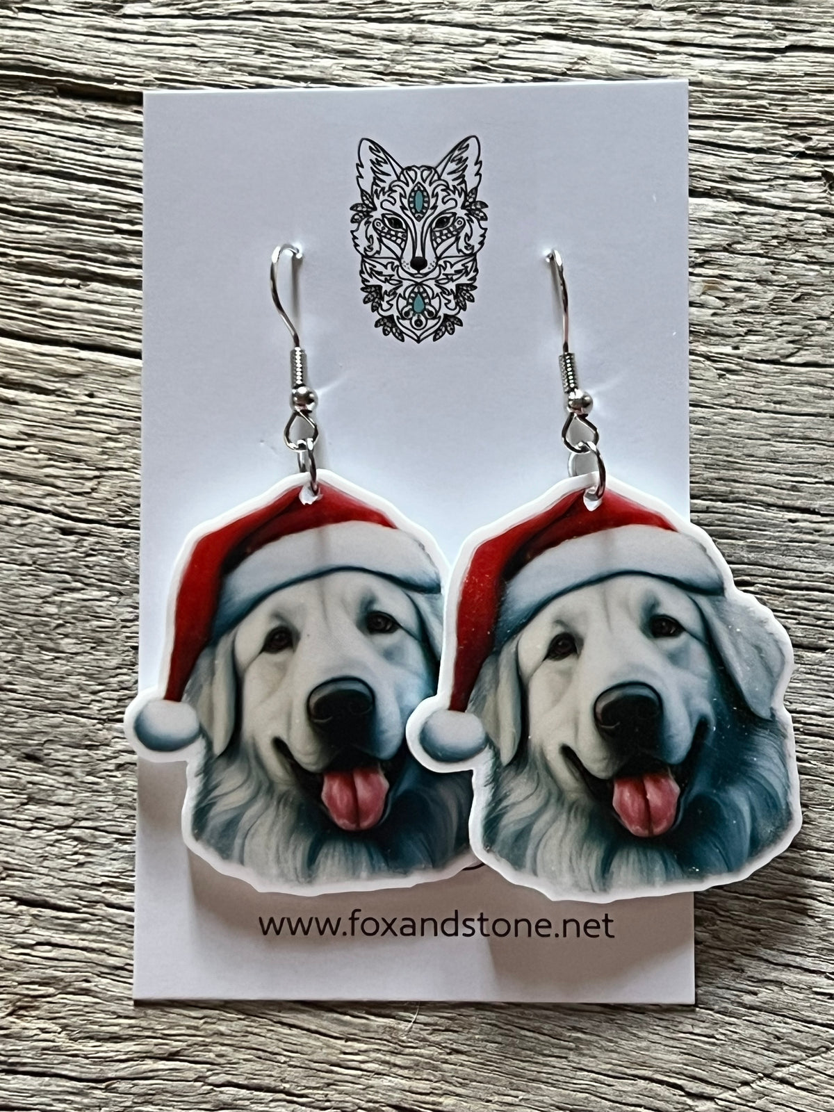 Great Pyrenees Xmas Dog Earrings