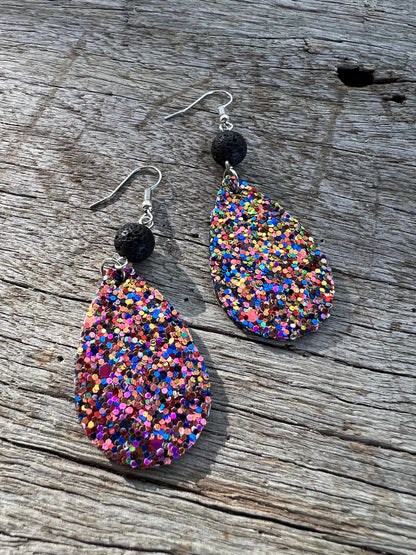 Funfetti Sparkle Lave Rock Earrings