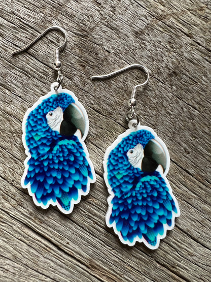 Pretty Blue Parrot Bird Earrings