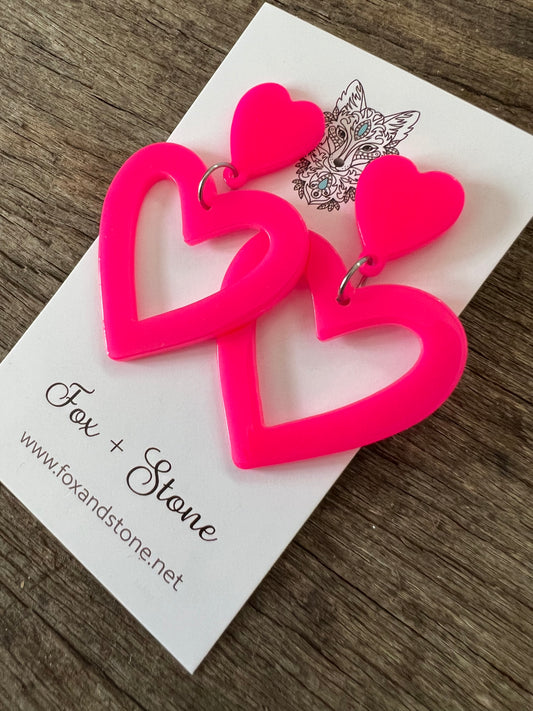 Heart To Heart Hot Pink Earrings