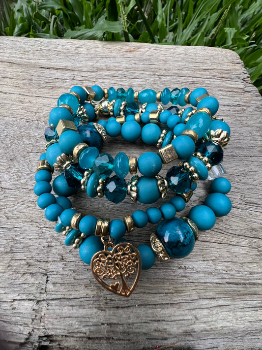 Ocean Vibes Beaded Bracelet Stack