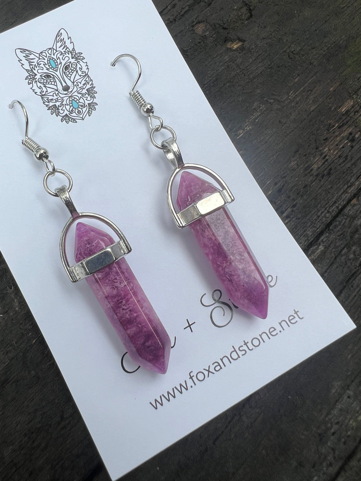 Purple Jade Natural Gemstone Earrings