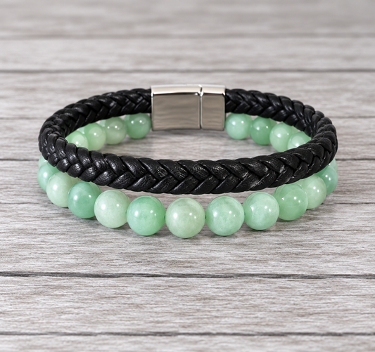 Aventurine Vegan Leather Natural Gemstone Bracelet