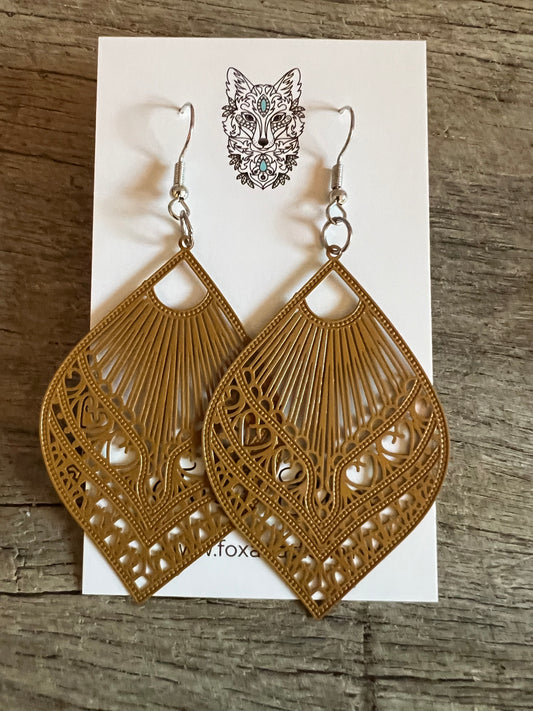 Samantha Coffee Brown Filigree Earrings