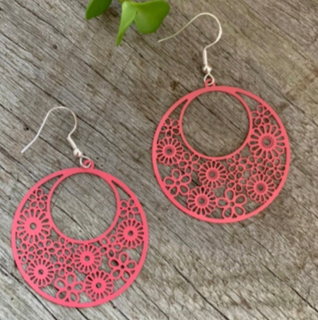 Monique Must Pink Filigree Earrings