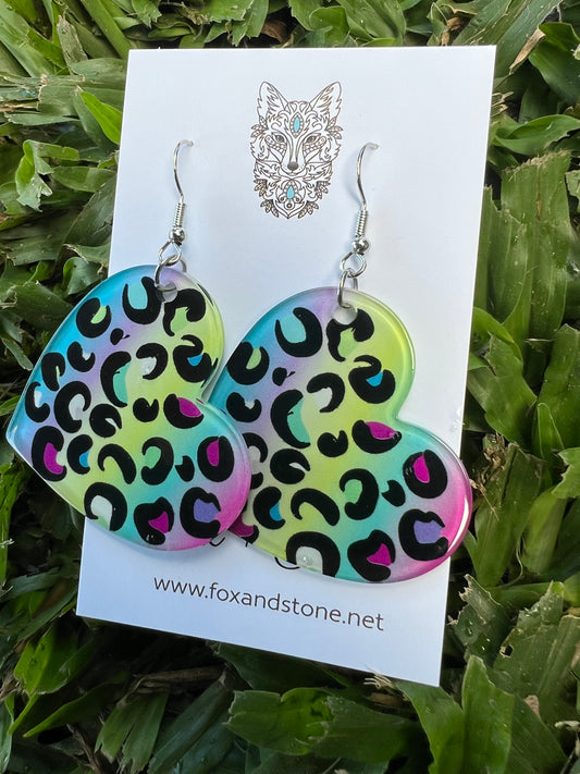 Heart Cheetah Earrings