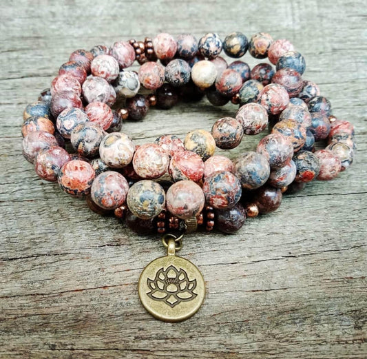 Leopard Jasper Gemstone Beaded Mala