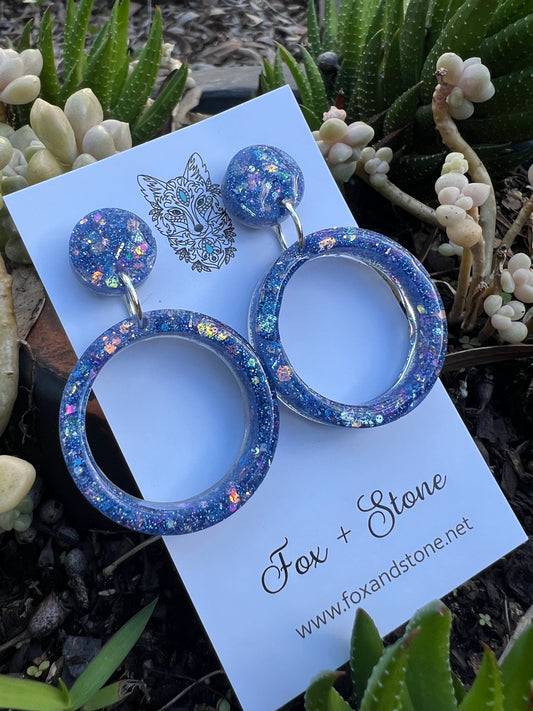 Round Circle Sparkle Glitter Earrings
