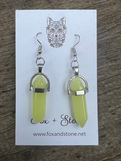 Yellow Jade Natural Gemstone Earrings