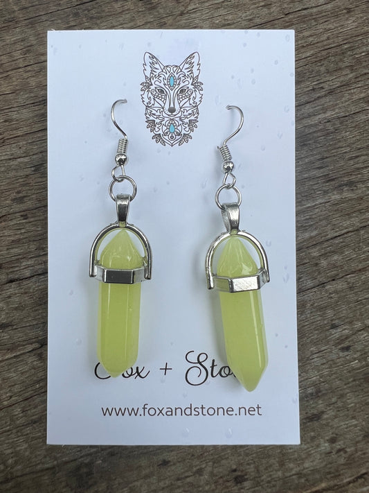 Yellow Jade Natural Gemstone Earrings