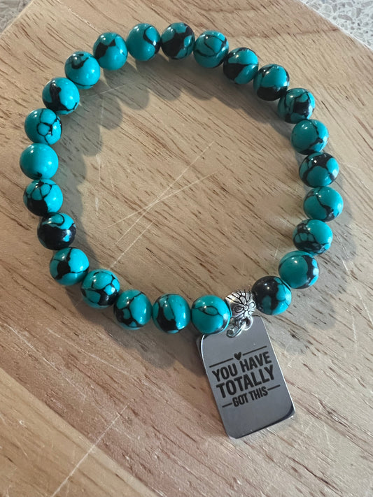 Inspirational Turquoise Gemstone Charm Bracelet