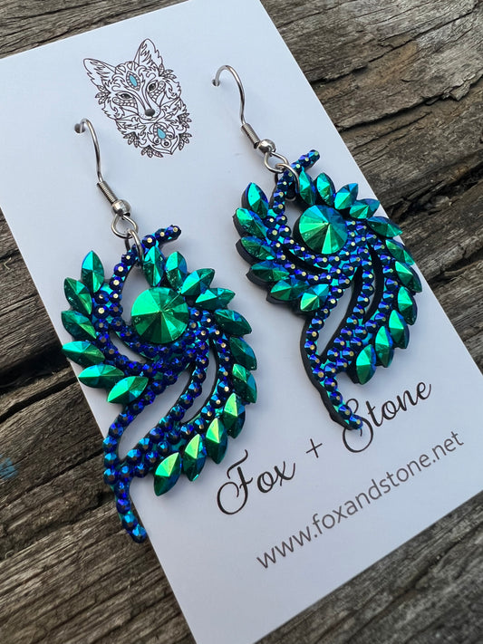 Beautiful Esmae Acrylic Green/Blue Earrings